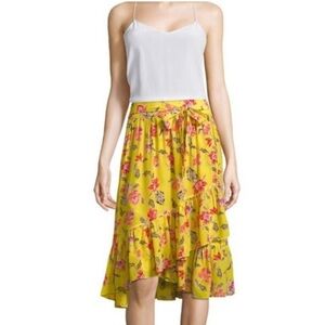 Joie Denisha Floral Print Silk Wrap Skirt